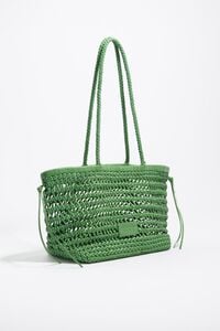 Bolsa shopper trenzada grande piel esmeralda