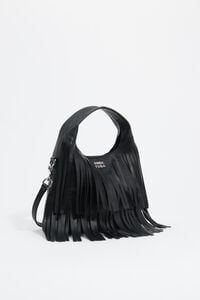Bolsa Paper peque&ntilde;a piel flecos negra