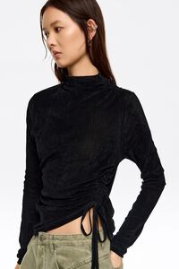 Black ruched fluid top