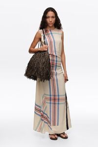 Vestido sisas tira superpuesta rayas marfil