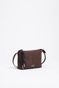 Mocha nylon mini crossbody bag