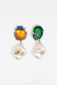 Aretes escarabajos &aacute;mbar cristales y perlas