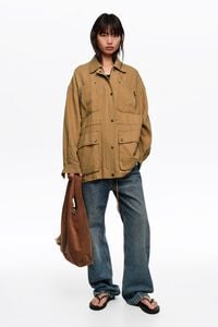Chamarra cintura ajustable camel