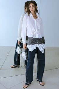 Camisa oversize encajes marfil