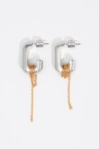 Two-tone knotted chain link earrings