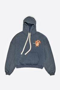 Sudadera capucha logo teckel azul gris&aacute;ceo
