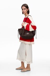 Bolsa shopper grande trenzada piel caf&eacute; oscuro