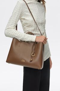 Bolsa tote Chihuahua grande piel caf&eacute; dorada