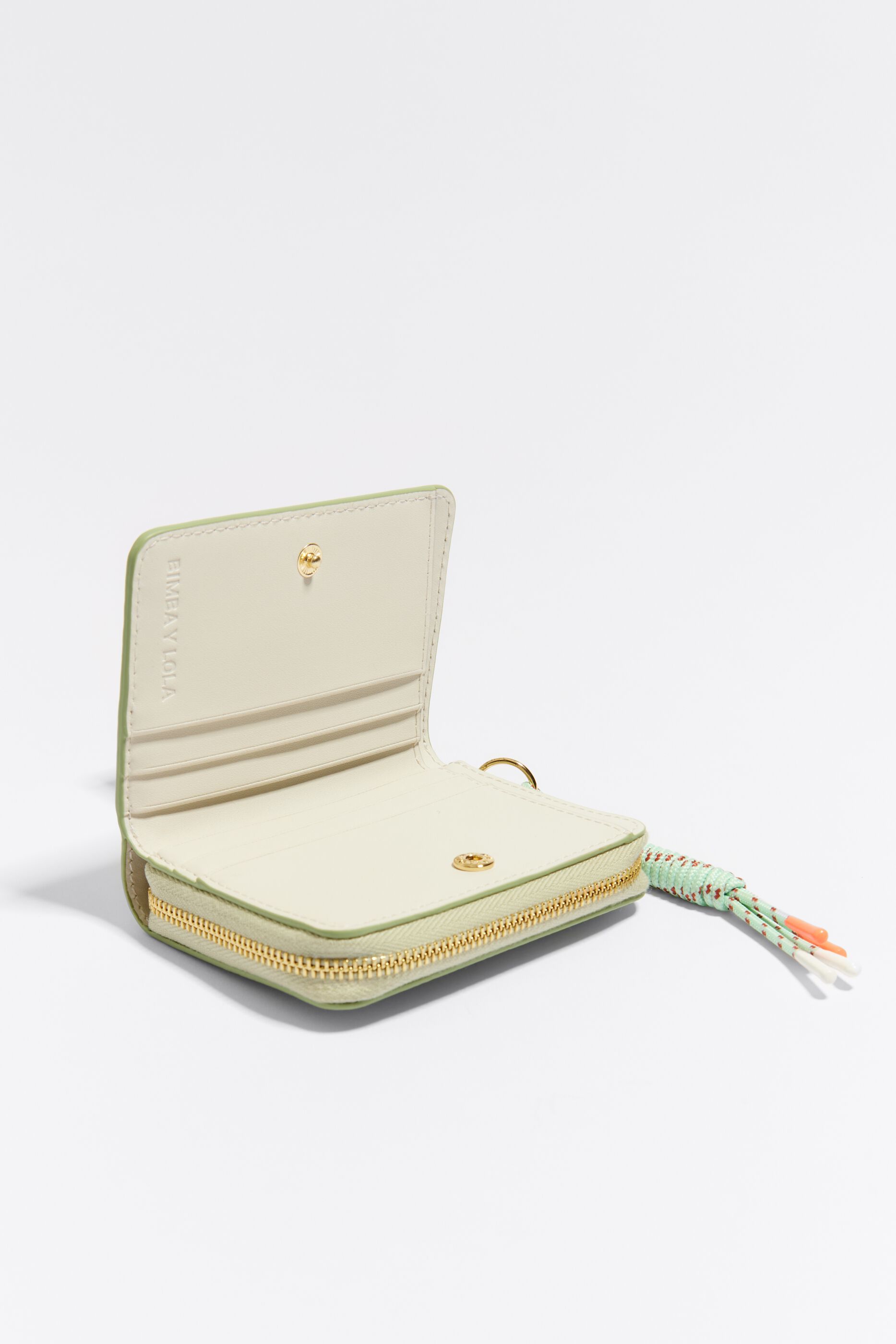 Pastel green leather flap purse