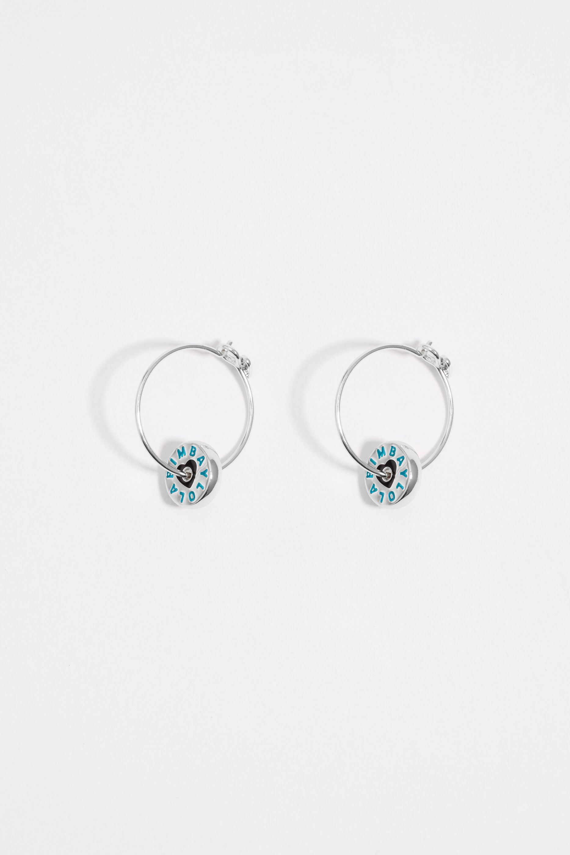 Blue heart shop hoop earrings