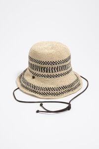 Gorro rafia papel ikat natural y negro