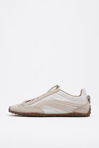 White suede and nylon 13 28 ballerina sneaker