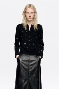 Cárdigan piedras ajustado negro