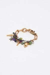 Pulsera piedras y motivos marinos dorado envejecido