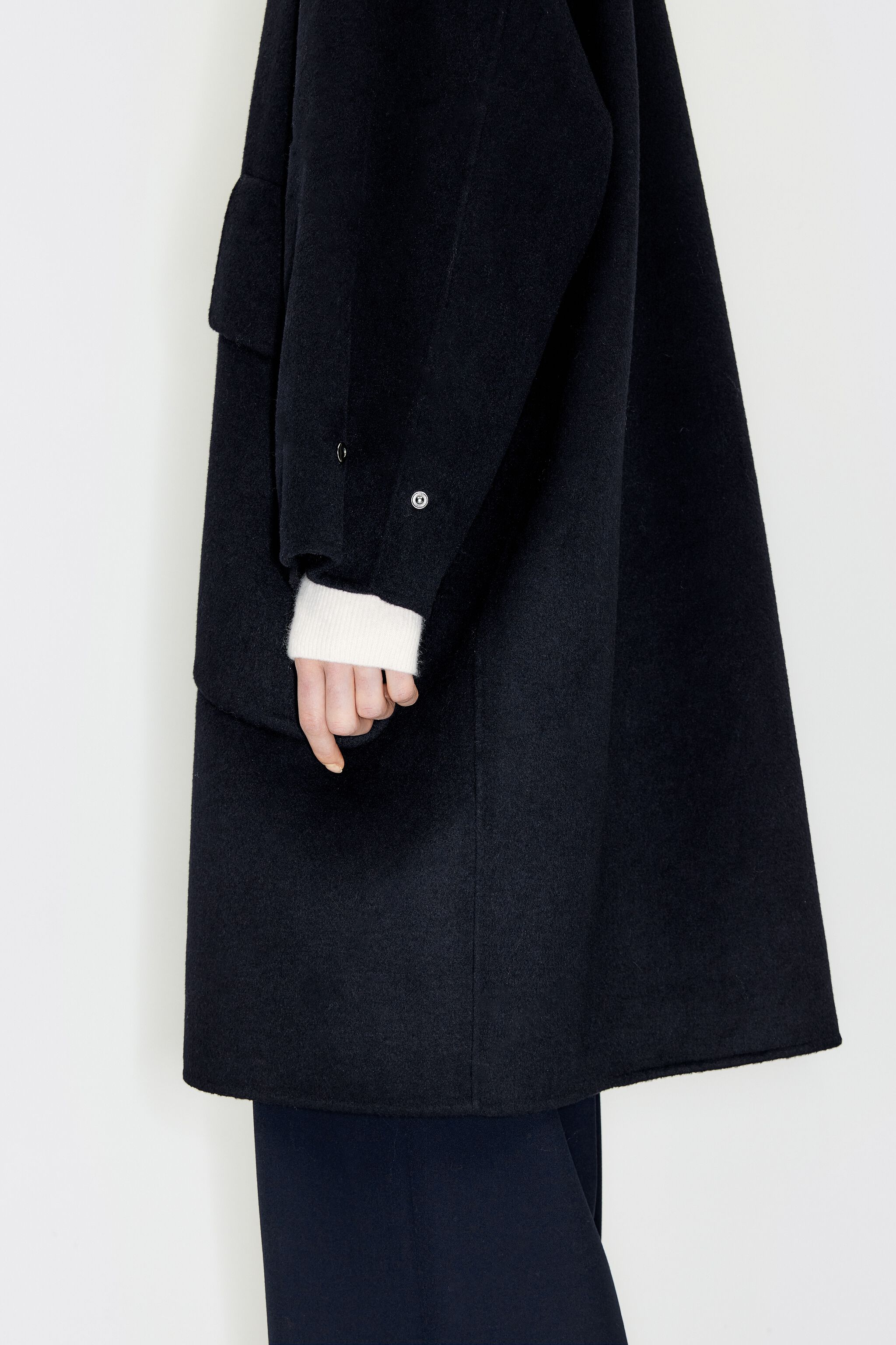 Handmade navy top blue wool coat