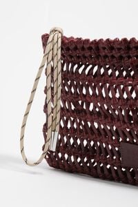 Dark cherry plaited leather handbag