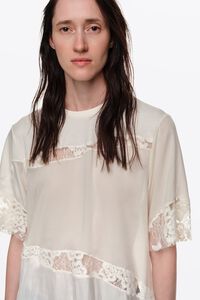 Camiseta patchwork encajes marfil