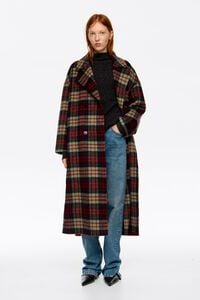 Abrigo sastre doble faz largo cuadros rojos