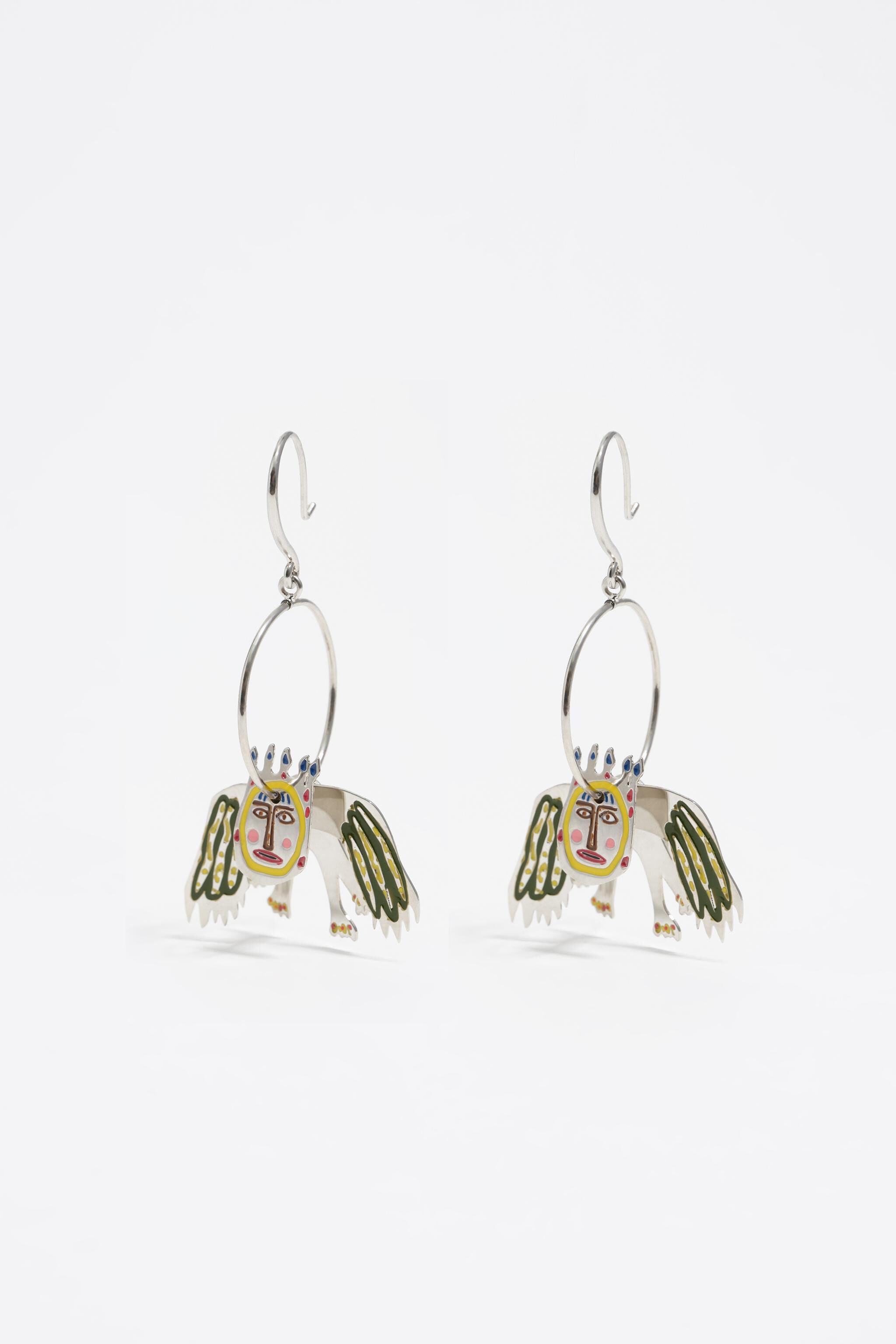 【BIMBA Y LOLA】ボタンピアス BIMBA Y LOLA】ロゴ&ハート入りボタンピアス
