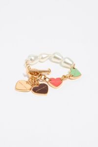 Gold-tone chain and pearl heart logos bracelet Gold-tone chain and pearl heart logos bracelet