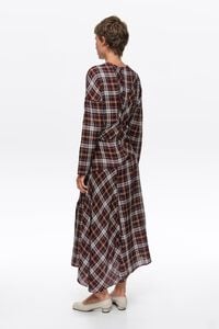 Garnet checked patchwork dress with batwing sleeves