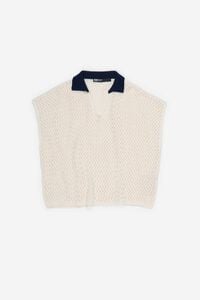 Su&eacute;ter polo algod&oacute;n calado marfil