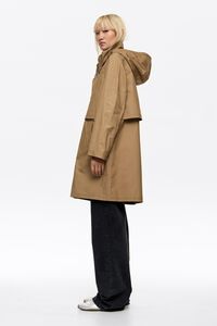 Gabardina recta algodón técnico caqui