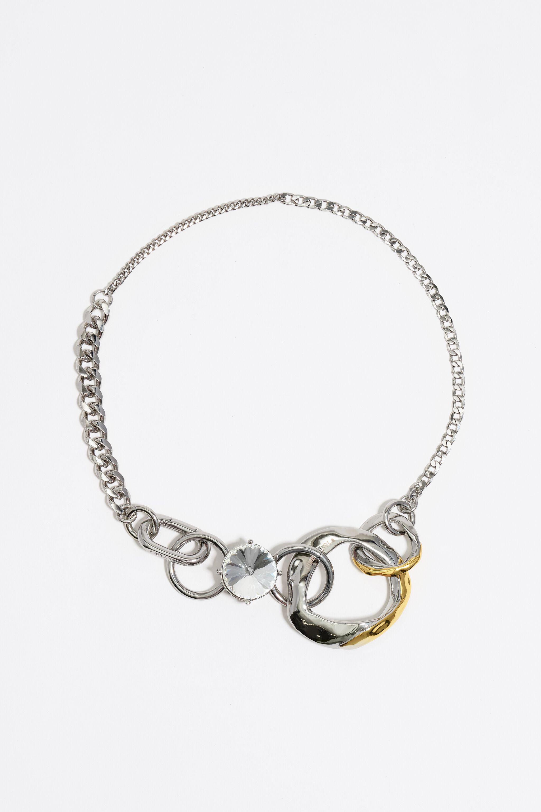 Silver chain and textures necklace