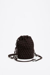Brown plaited mini Bucket bag