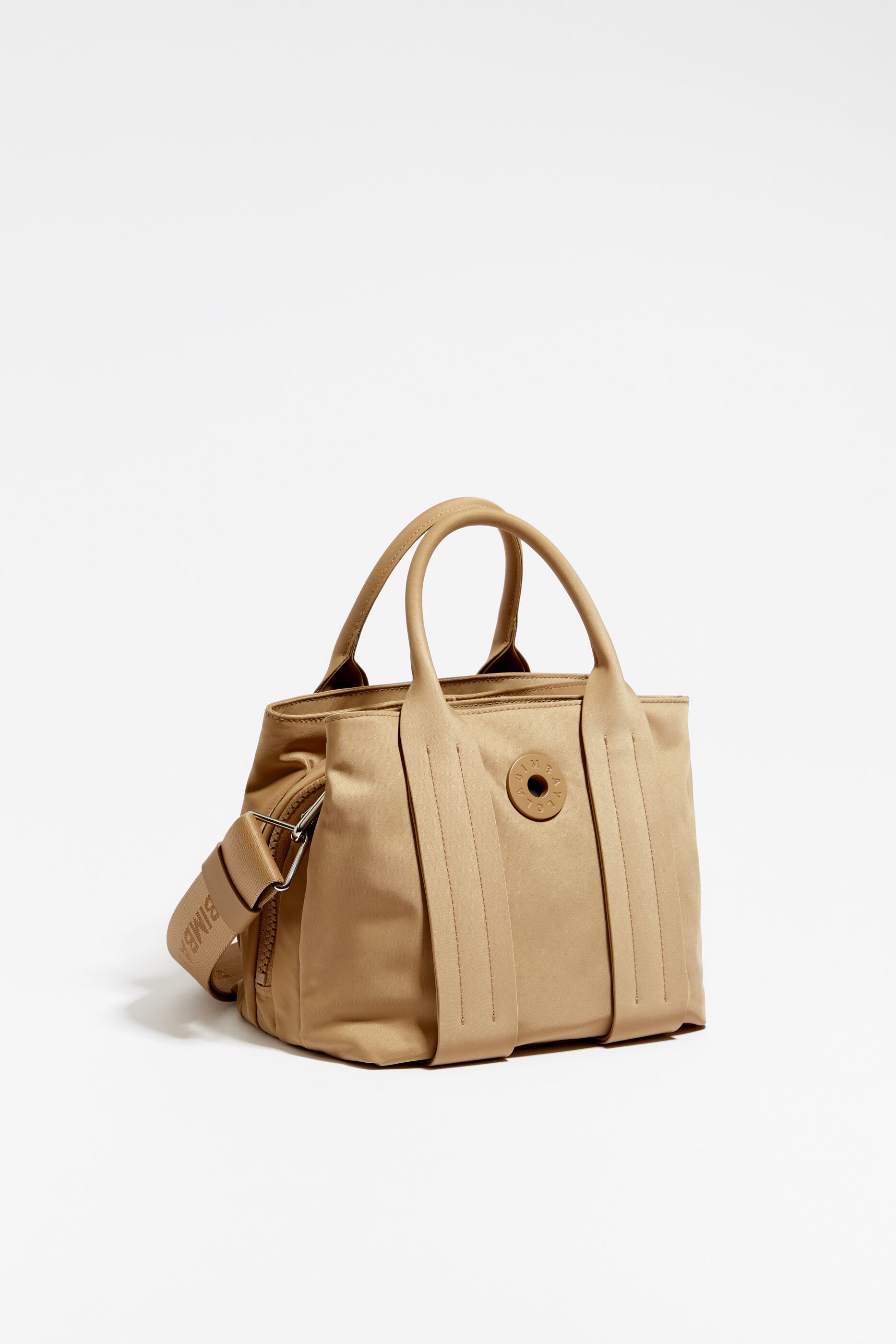 S tan nylon tote bag