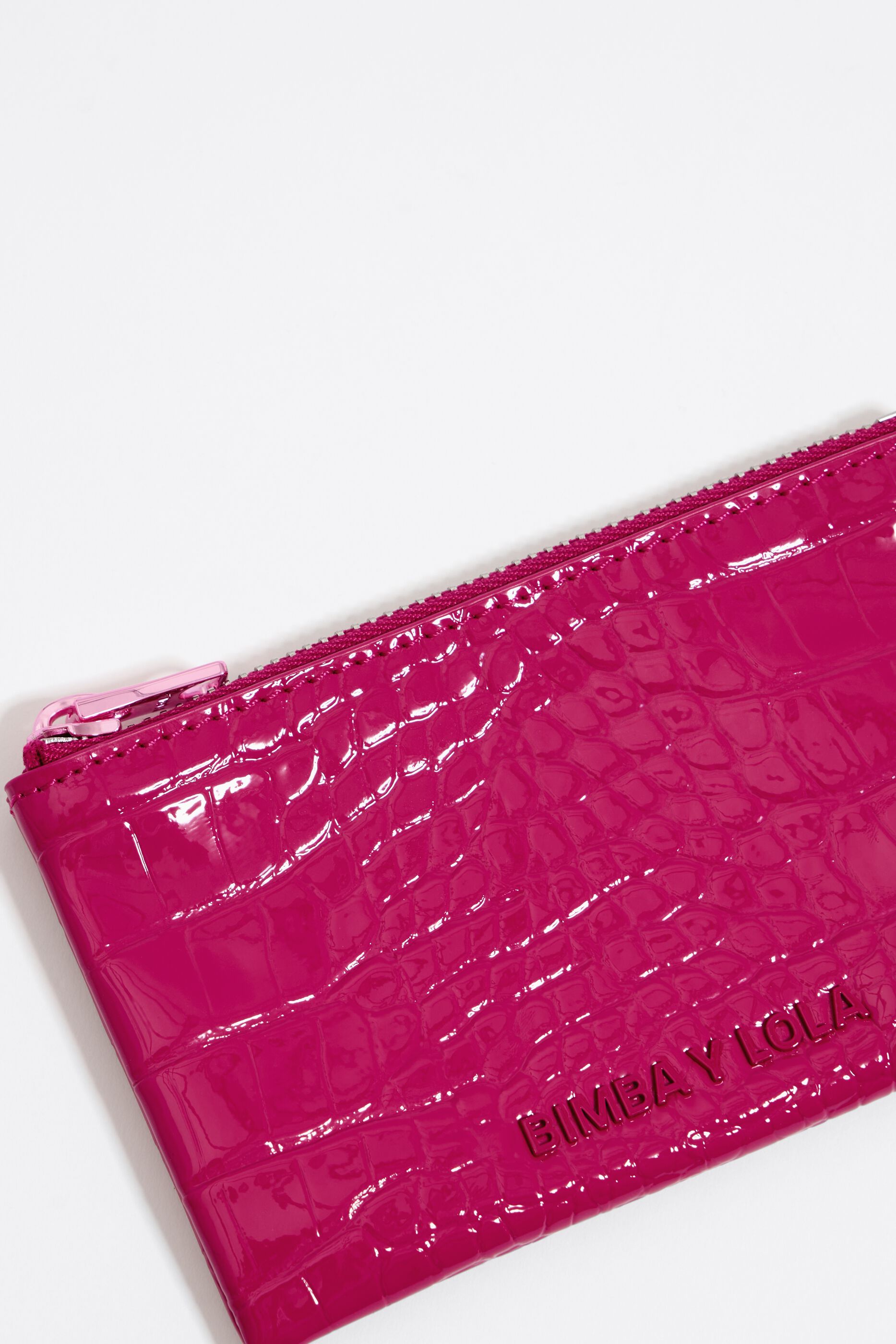 Monedero rectangular cocodrilo fucsia