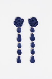 Blue flocked rose earrings Blue flocked rose earrings