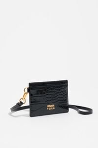 Tarjetero piel grabado cocodrilo negro