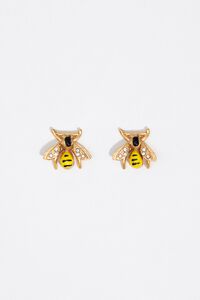 Gold enamel bee earrings