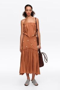 Toffee ruched strapless dress