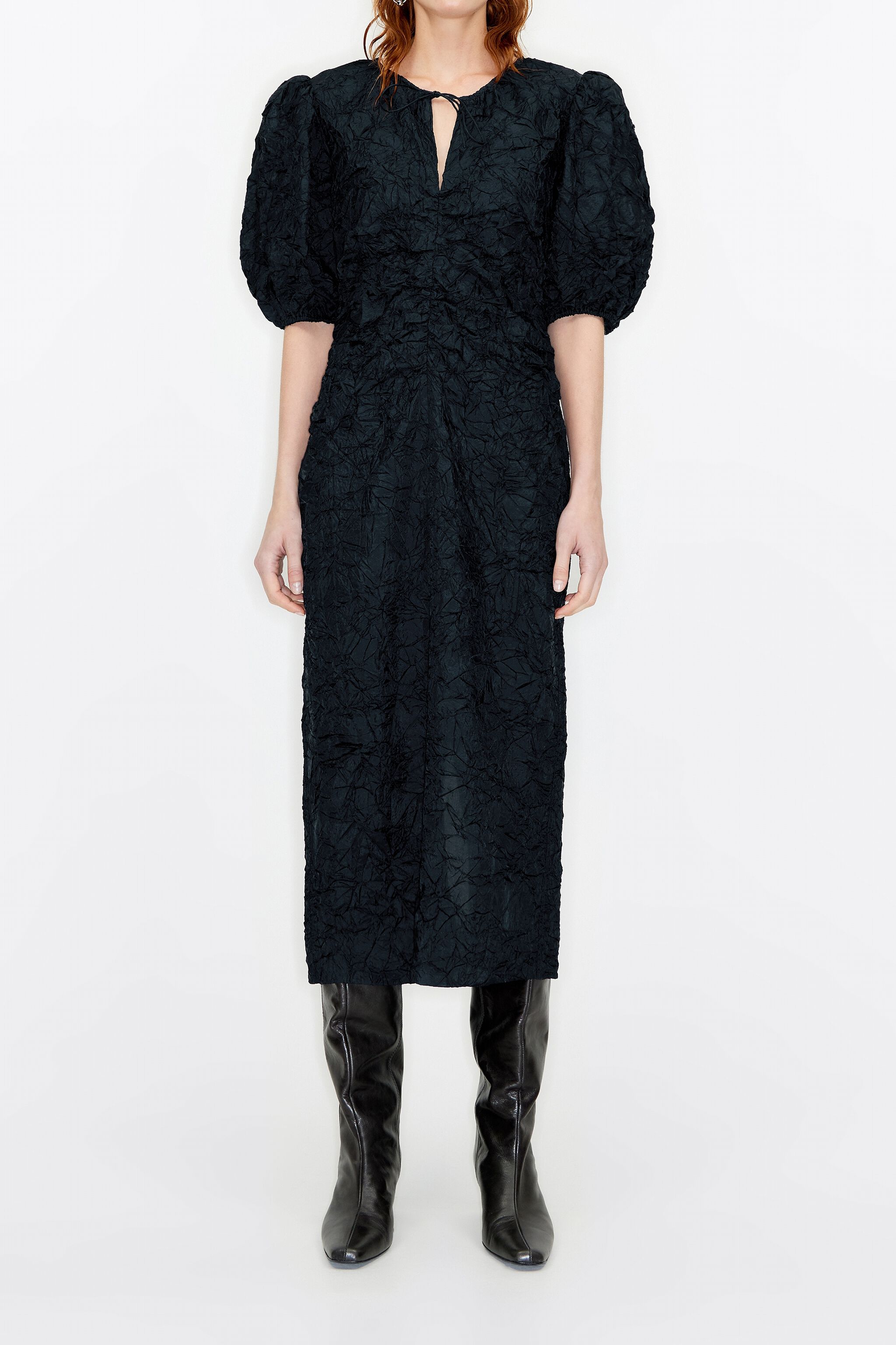 Navy ruched midi dress clearance
