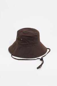 Brown coated fabric hat