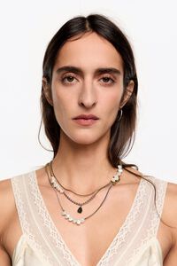 Collar multicadenas bicolor y perlas