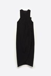 Vestido midi cruzado flecos negro