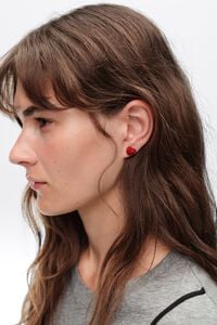 Aretes coraz&oacute;n cristales rojo