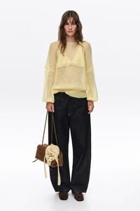 Light yellow mohair sweater with overlay top