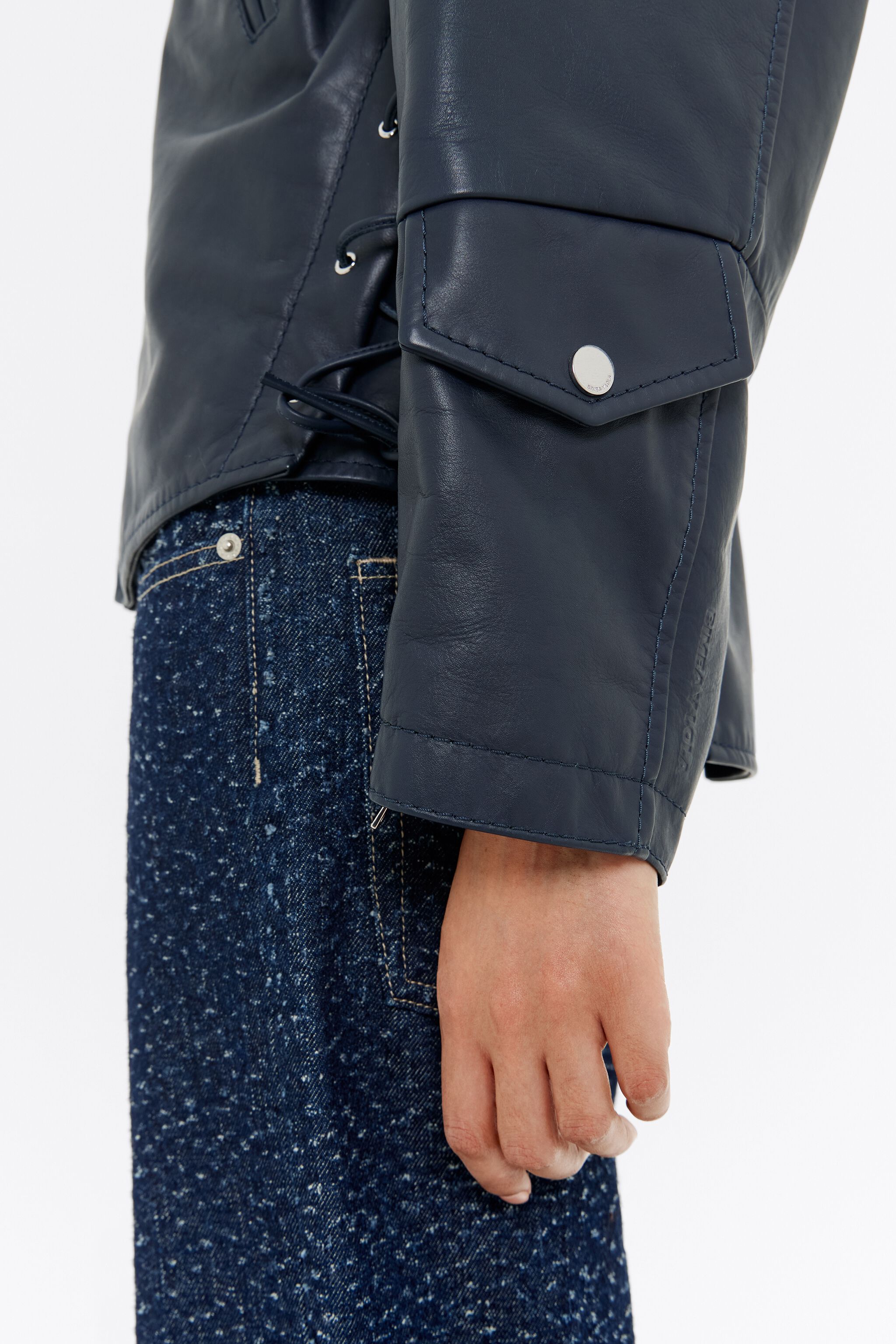 Chaqueta piel deals azul marino