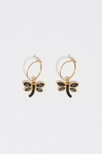 Gold dragonfly hoop earrings