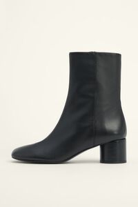 Black leather ankle boots with heel