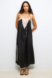 Black silk lace strappy dress