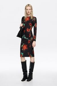 Vestido ajustado maxicierre Ribbon Roses negro