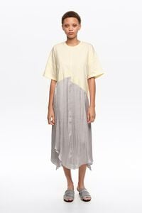 Vestido bimateria irregular gris claro