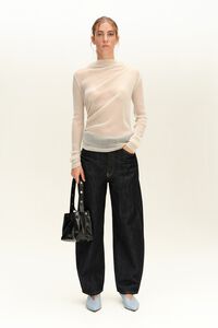 Camiseta lurex fruncida marfil