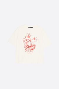 Camiseta logo relieve flores blanco
