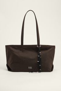 Bolsa shopper mediana encerada caf&eacute; oscuro
